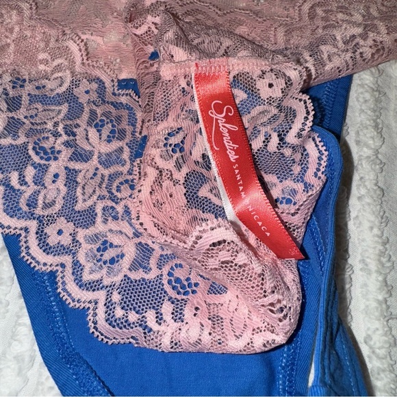 Splendies Blue & Pink Lace Thong 1X | Cotton Stretch | NWT - Picture 4 of 6
